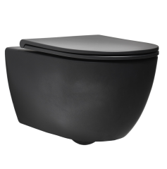 КОМПЛЕКТ Унитаз SIMAS TREVI подвесной безободковый с сиденьем с крышкой с микролифтом цвет черный матовый TR18/F85.NM+TR004.NM