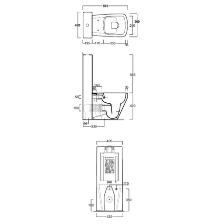 Бачок SIMAS напольный моноблок цвет белый CT09/D20