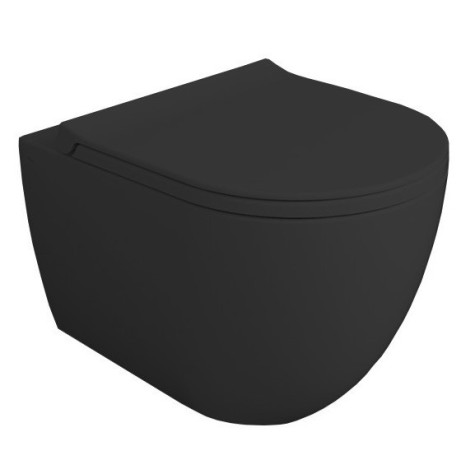 Комплект унитаз SIMAS VIGNONI подвесной безободковый с сиденьем с микролифтом цвет черный матовый VI18/F85.NM +VI004.NM +VI19/F85.NM Биде SIMAS VIGNONI подвесное с одним отверстием цвет черный матовый