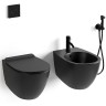 Комплект унитаз SIMAS VIGNONI подвесной безободковый с сиденьем с микролифтом цвет черный матовый VI18/F85.NM +VI004.NM +VI19/F85.NM Биде SIMAS VIGNONI подвесное с одним отверстием цвет черный матовый