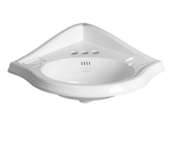 Раковина SIMAS ARCADE угловая подвесная на консоль с тремя отверстиями со спинкой цвет белый AR884