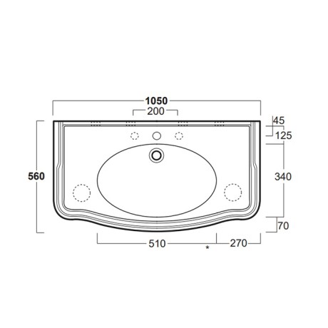 Раковина SIMAS ARCADE подвесная на тумбу на ноги на кронштейны с одним отверстием со спинкой цвет белый AR874