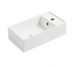 Раковина SIMAS AGILE подвесная или накладная с одним отверстием с полкой правой цвет белый матовый AG50.BM